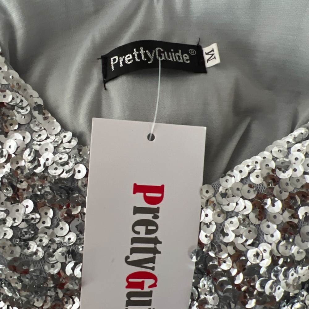 Pretty Guide silver sequins dress size medium - Picture 3 of 3